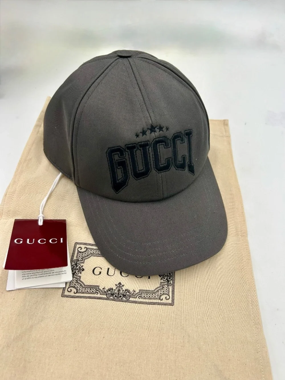 Gucci Cotton Canvas Embroidered Logo Baseball Cap.  Size Medium (adjustable)
